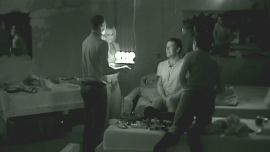 Charlie Drummond and the other housemates sing Happy Birthday to David Ramsden