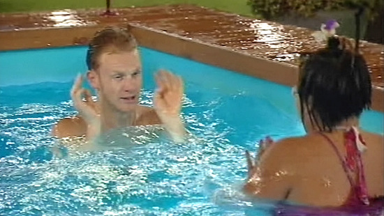Rex Newmark and Kathreya Kasisopa in the pool